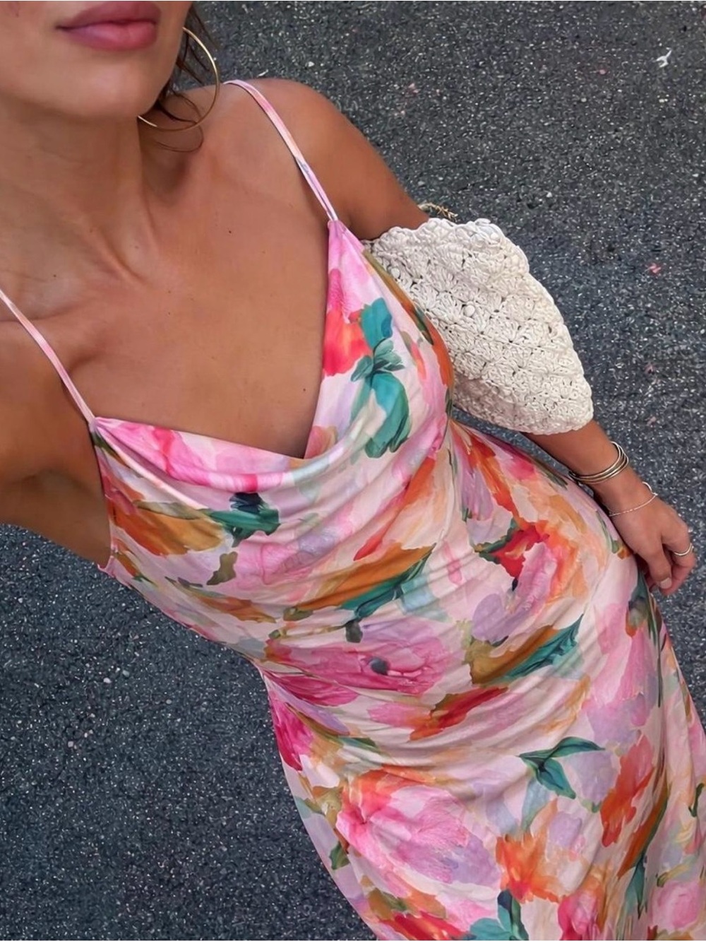 Morgan & Co Painterly Floral Cowl Neck Maxi Dress